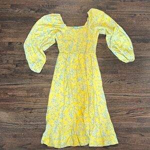Draper James Yellow Blue Floral Dress